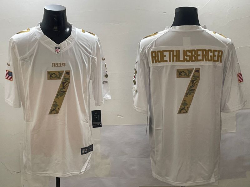 Men Pittsburgh Steelers #7 Roethlisberger White admiral 2024 Nike Limited NFL Jersey style 2